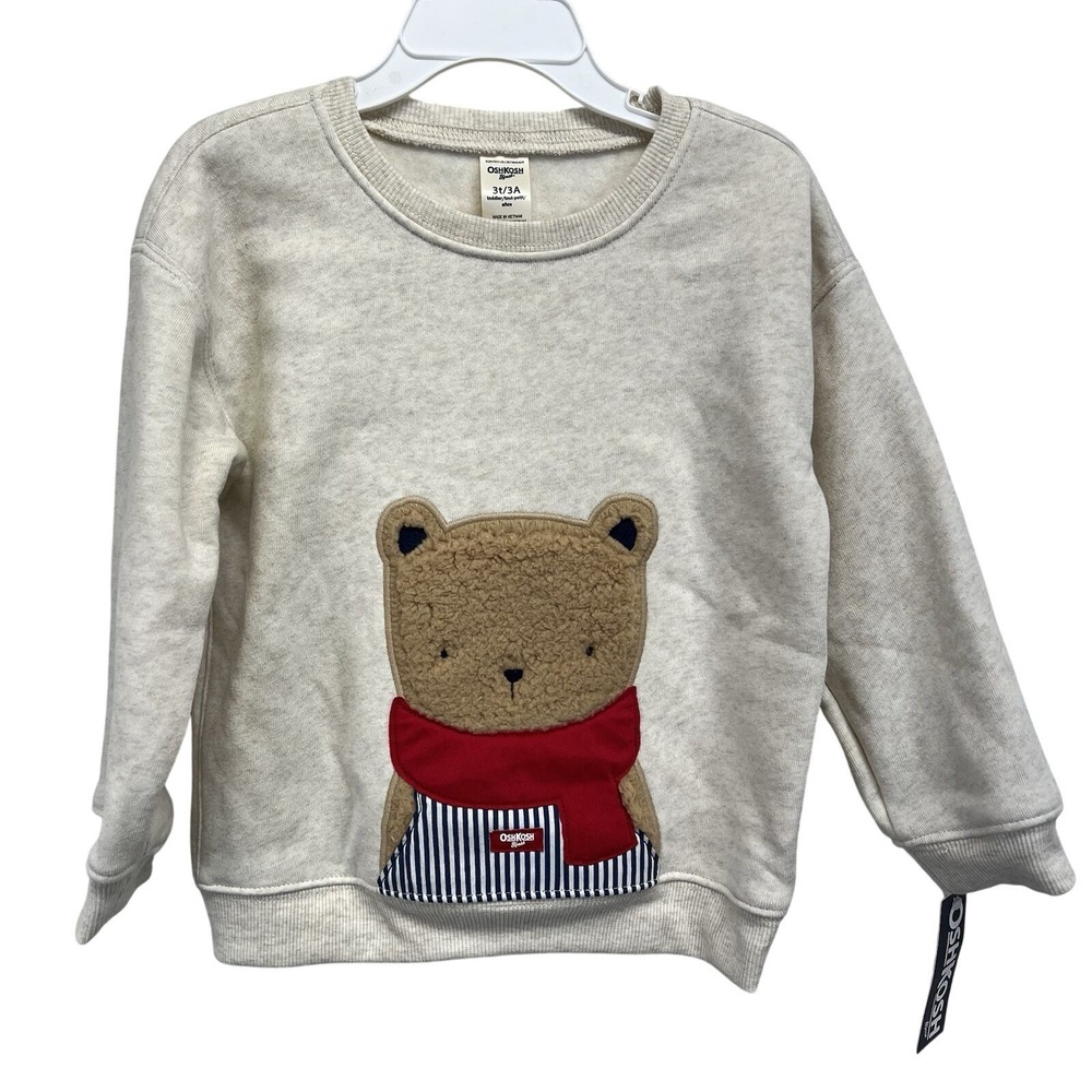 OshKosh B'Gosh Limited Edition‎ Josh Teddy Bear Fleece Lined Sweatshirt 3T NWT